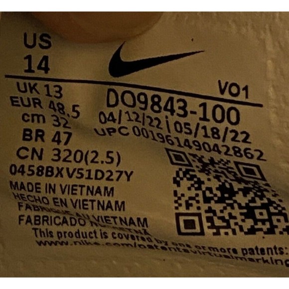 NIKE LEBRON WITNESS VI 6 TB WHITE-BLACK-WHITE SIZE 14 [DO9843-100] - Picture 14 of 15